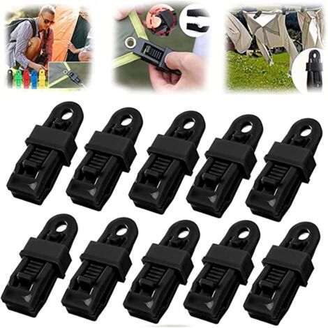 Poignée de Verrouillage Robuste réglable pour bâche et Tissu d'ombrage, Clips en Plastique pour Tissu d'ombrage, Clips de bâche Polyvalents,Noir (1/5)