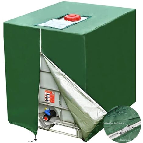 Housse étanche et anti-poussière 210D réservoir d'eau de pluie tissu Oxford housse anti-ultraviolet couvercle de boîte de jardin IBC(Vert) (1/5)