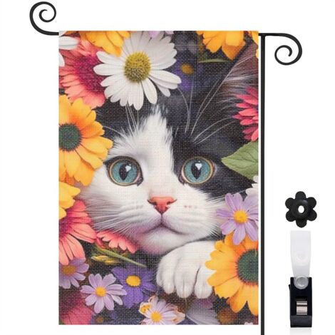 Drapeau de jardin Bienvenue en lin lavable 45 x 30 cm lavable décoration extérieure (1/5)