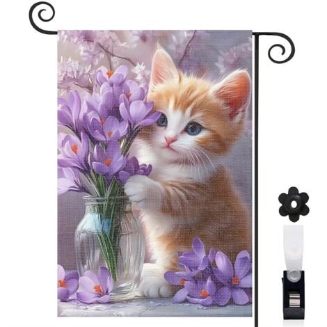 Drapeau de jardin décoratif décoration saisonnière toile durable double face 30 x 45 cm pour jardin maison (1/5)