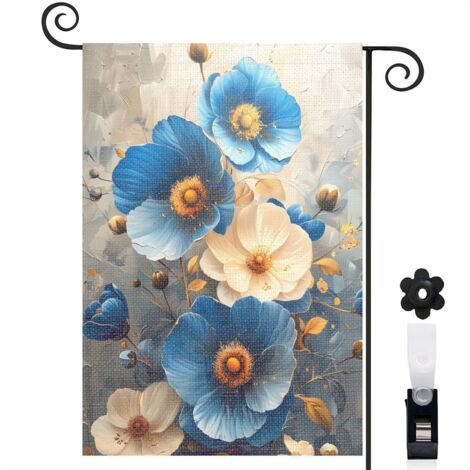 Drapeau de jardin extérieur décoration extérieure toile durable double face 30 x 45 cm pour balcon terrasse (1/5)