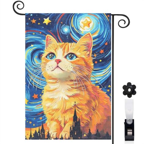 Drapeau de jardin Bienvenue en tissu résistant 30 x 45 cm décoratif et élégant entrée et porche (1/5)