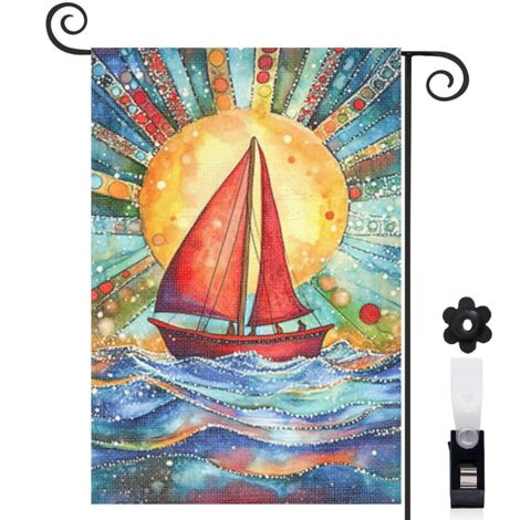 Drapeau de jardin Bienvenue en lin lavable 45 x 30 cm lavable entrée et porche (1/5)