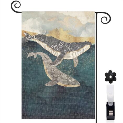 Drapeau de jardin Bienvenue en toile de jute 30 x 45 cm lavable décoration saisonnière pour jardin (1/5)