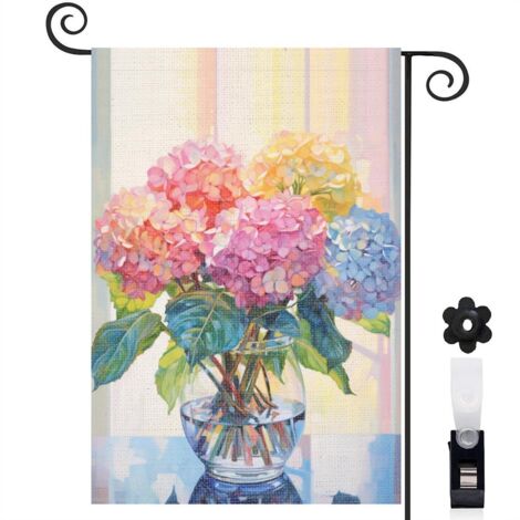 Drapeau de jardin Bienvenue en tissu résistant 45 x 30 cm lavable décoration saisonnière pour jardin (1/5)