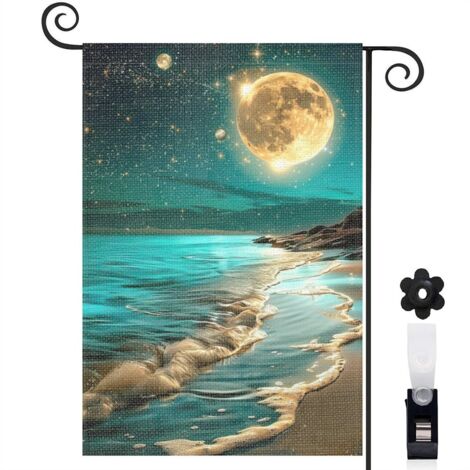 Drapeau de jardin Bienvenue en lin lavable 30 x 45 cm vertical mariage (1/5)