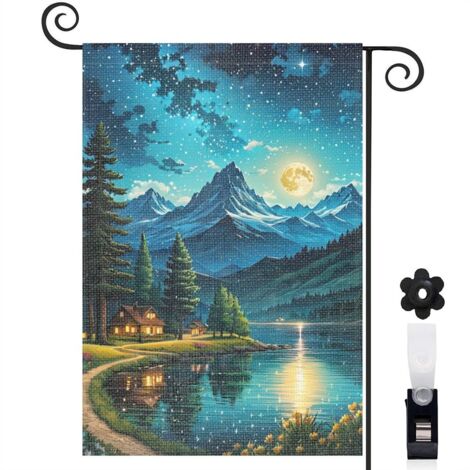 Drapeau de jardin Bienvenue en tissu résistant 45 x 30 cm vertical mariage (1/5)