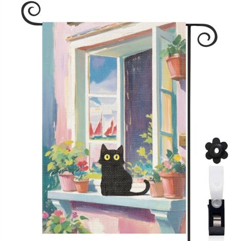 Drapeau de jardin décoratif décoration extérieure toile résistante double face 30 x 45 cm pour jardin maison (1/5)