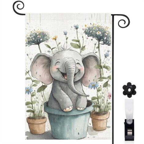 Drapeau de jardin Bienvenue en tissu résistant 45 x 30 cm double face jardin et cour (1/5)