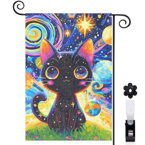 Drapeau de jardin Bienvenue en tissu résistant 30 x 45 cm décoratif et élégant décoration extérieure (1/5)