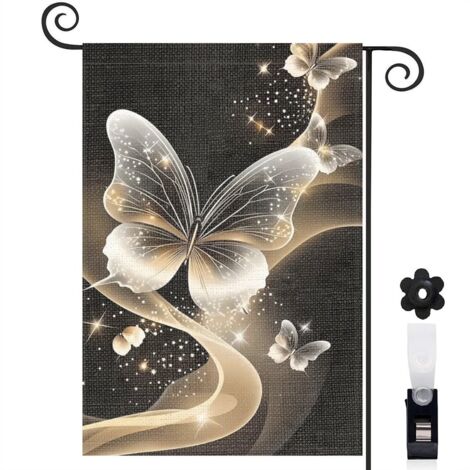 Drapeau de jardin Bienvenue en lin lavable 30 x 45 cm résistant aux intempéries mariage (1/5)