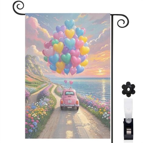 Drapeau de jardin décoration extérieure toile épaisse double face 30 x 45 cm pour balcon terrasse (1/5)