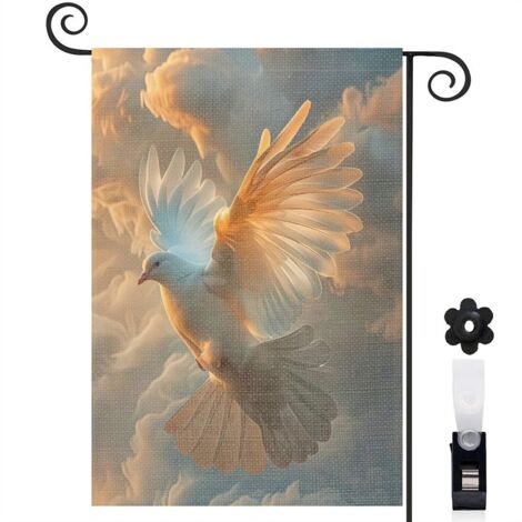 Drapeau de jardin Bienvenue en tissu résistant 30 x 45 cm lavable décoration extérieure (1/5)