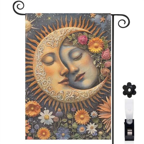 Drapeau de jardin Bienvenue en tissu résistant 45 x 30 cm lavable décoration intérieure (1/5)