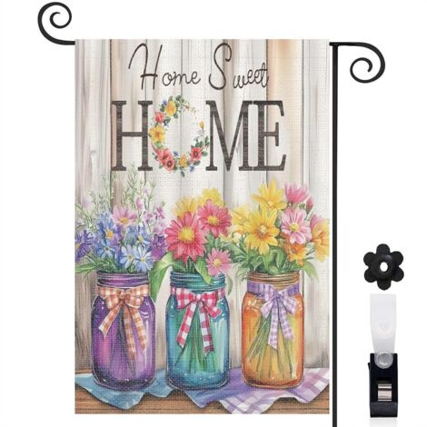 Drapeau de jardin décoration pour maison de campagne toile épaisse double face 30 x 45 cm pour porche et cour (1/5)