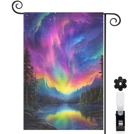 Drapeau de jardin Bienvenue en lin lavable 30 x 45 cm vertical décoration saisonnière pour jardin (1/5)