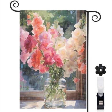Drapeau de jardin Bienvenue en lin lavable 45 x 30 cm décoratif et élégant entrée et porche (1/5)