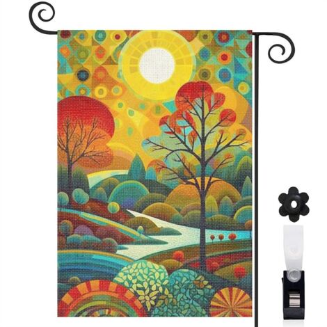 Drapeau de jardin Bienvenue en toile de jute 30 x 45 cm double face décoration saisonnière pour jardin (1/5)