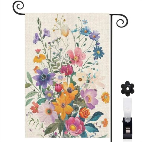 Drapeau de jardin extérieur décoration extérieure toile épaisse double face 30 x 45 cm pour porche et cour (1/5)