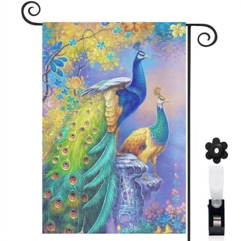 Drapeau de jardin Bienvenue en tissu résistant 30 x 45 cm vertical mariage (1/5)