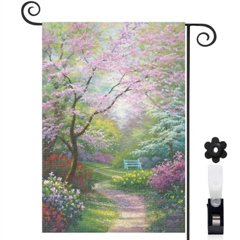 Drapeau de jardin Bienvenue en lin lavable 45 x 30 cm double face mariage (1/5)