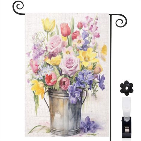 Drapeau de jardin extérieur décoration pour maison de campagne toile durable double face 30 x 45 cm pour balcon terrasse (1/5)