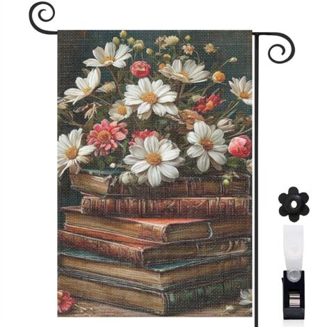 Drapeau de jardin Bienvenue en tissu résistant 30 x 45 cm lavable entrée et porche (1/5)