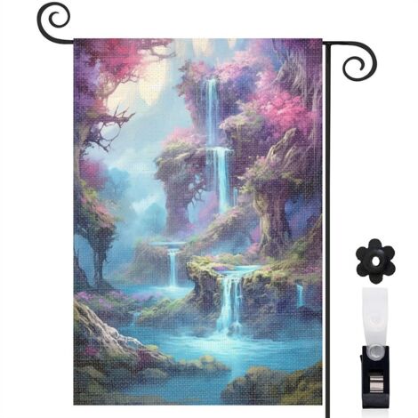 Drapeau de jardin Bienvenue en lin lavable 30 x 45 cm double face maison de campagne (1/5)