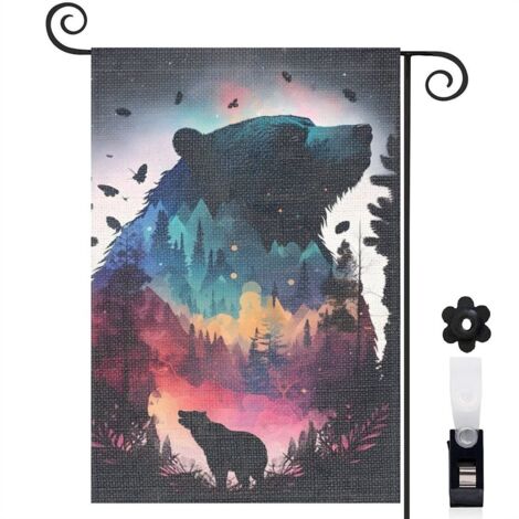 Drapeau de jardin Bienvenue en lin lavable 30 x 45 cm vertical décoration extérieure (1/5)