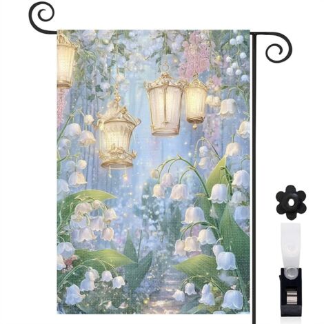Drapeau de jardin Bienvenue en tissu résistant 30 x 45 cm double face décoration saisonnière pour jardin (1/5)