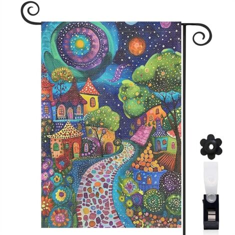 Drapeau de jardin Bienvenue en toile de jute 45 x 30 cm double face décoration saisonnière pour jardin (1/5)