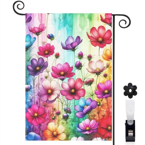 Drapeau de jardin Bienvenue en tissu résistant 45 x 30 cm lavable terrasse et balcon (1/5)