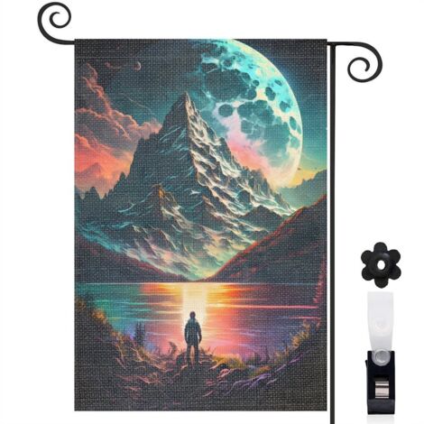 Drapeau de jardin Bienvenue en tissu résistant 30 x 45 cm lavable décoration saisonnière pour jardin (1/5)