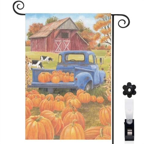 Drapeau de jardin Bienvenue en tissu résistant 30 x 45 cm double face entrée et porche (1/5)