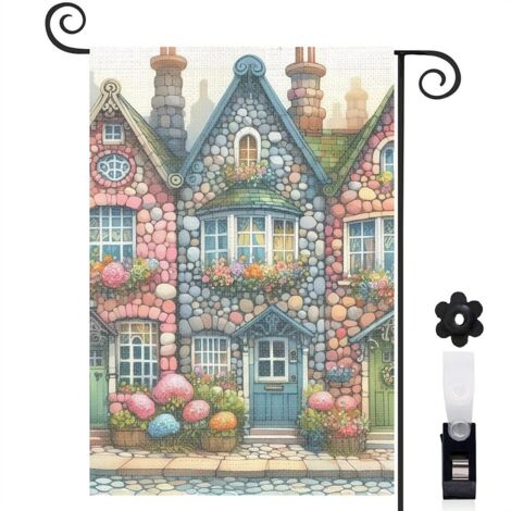 Drapeau de jardin Bienvenue en lin lavable 30 x 45 cm lavable décoration extérieure (1/5)