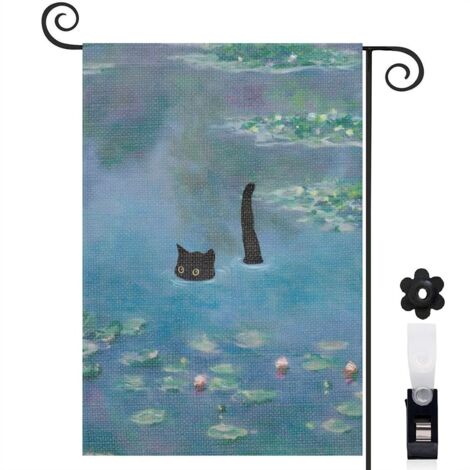 Drapeau de jardin Bienvenue en toile de jute 45 x 30 cm double face décoration extérieure (1/5)
