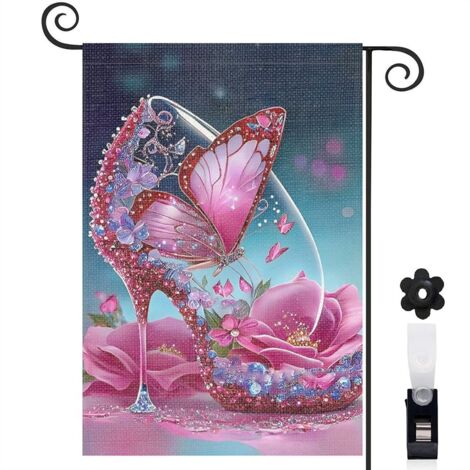 Drapeau de jardin Bienvenue en lin lavable 45 x 30 cm vertical décoration saisonnière pour jardin (1/5)