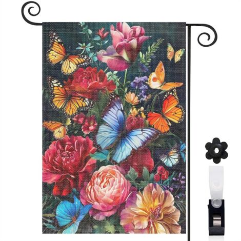 Drapeau de jardin extérieur décoration saisonnière toile résistante double face 30 x 45 cm pour cour maison terrasse (1/5)