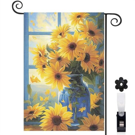 Drapeau de jardin extérieur décoration extérieure toile durable double face 30 x 45 cm pour cour maison terrasse (1/5)