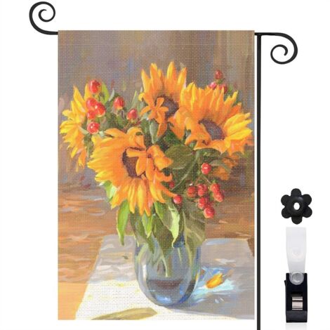 Drapeau de jardin extérieur décoration extérieure toile résistante double face 30 x 45 cm pour entrée maison (1/5)