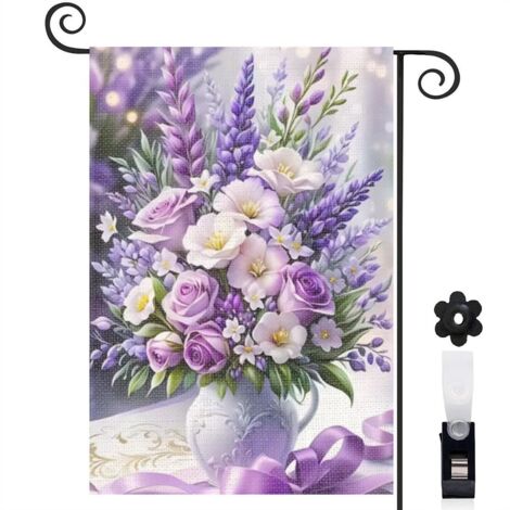 Drapeau de jardin décoratif décoration saisonnière toile résistante double face 30 x 45 cm pour balcon terrasse (1/5)