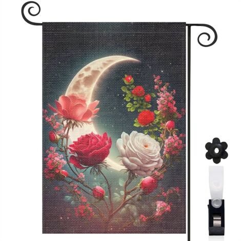 Drapeau de jardin Bienvenue en lin lavable 30 x 45 cm résistant aux intempéries décoration saisonnière pour jardin (1/5)