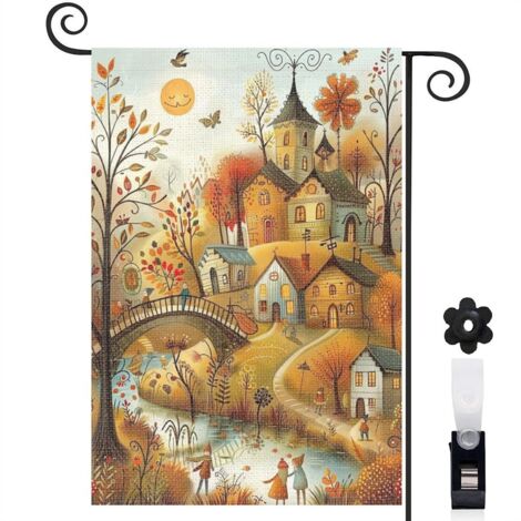 Drapeau de jardin décoratif décoration pour maison de campagne toile lavable double face 30 x 45 cm pour porche et cour (1/5)
