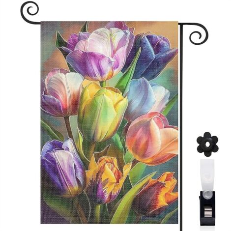 Drapeau de jardin Bienvenue en lin lavable 30 x 45 cm lavable décoration intérieure (1/5)