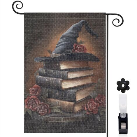 Drapeau de jardin Bienvenue en tissu résistant 30 x 45 cm double face jardin et cour (1/5)