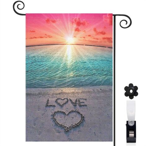 Drapeau de jardin Bienvenue en toile de jute 30 x 45 cm facile à installer terrasse et balcon (1/5)