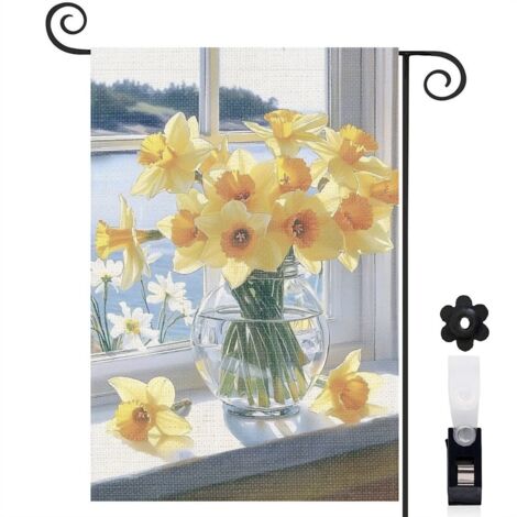 Drapeau de jardin extérieur décoration extérieure toile lavable double face 30 x 45 cm pour porche et cour (1/5)