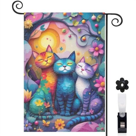 Drapeau de jardin Bienvenue en lin lavable 30 x 45 cm résistant aux intempéries décoration extérieure (1/5)