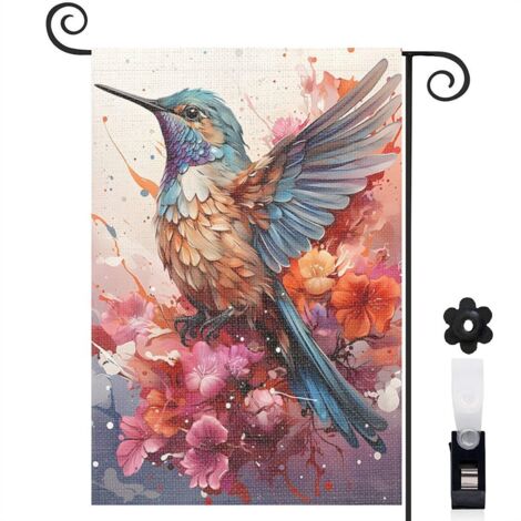 Drapeau de jardin décoration extérieure toile lavable double face 30 x 45 cm pour balcon terrasse (1/5)