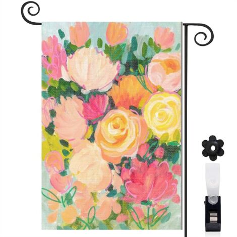 Drapeau de jardin extérieur décoration pour maison de campagne toile résistante double face 30 x 45 cm pour balcon terrasse (1/5)